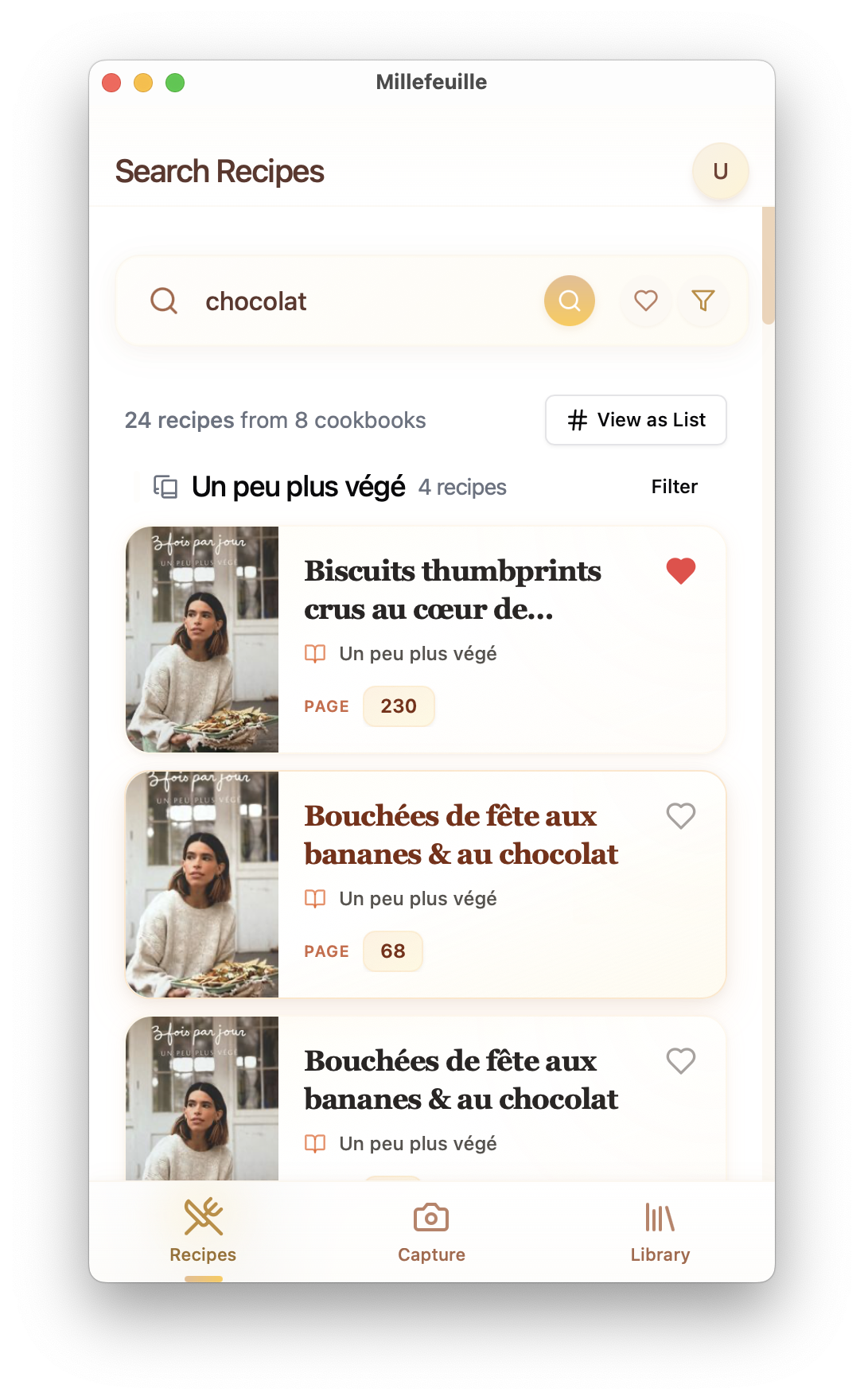 Millefeuille app screenshot