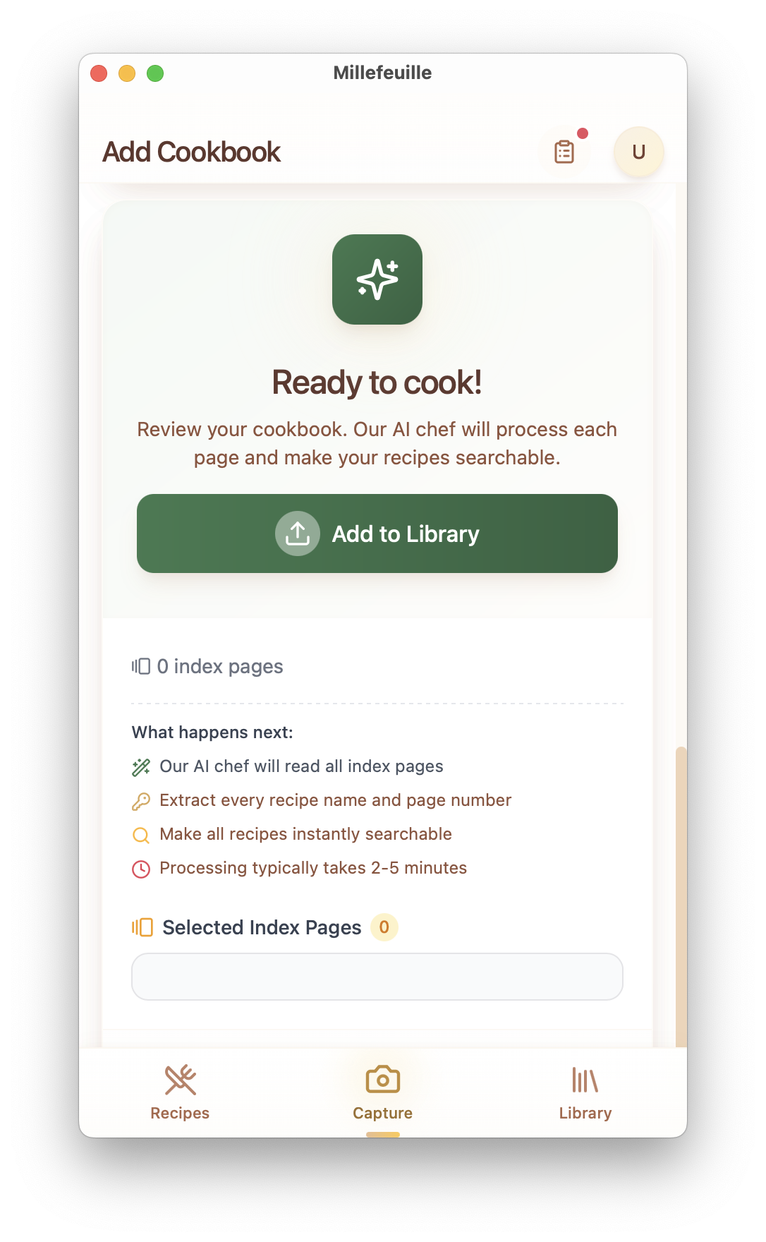 Millefeuille app screenshot